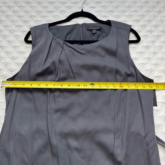 NWT Classiques Entier Belted Waist Sleeveless Charcoal Gray Midi Dress Size 16 - Picture 10 of 15